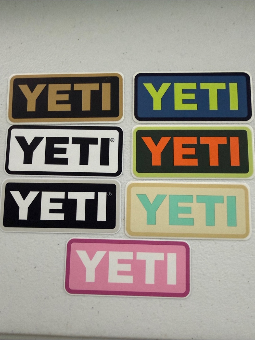 YETI Logo Stickers qty 7 — Multi-Color Assortment